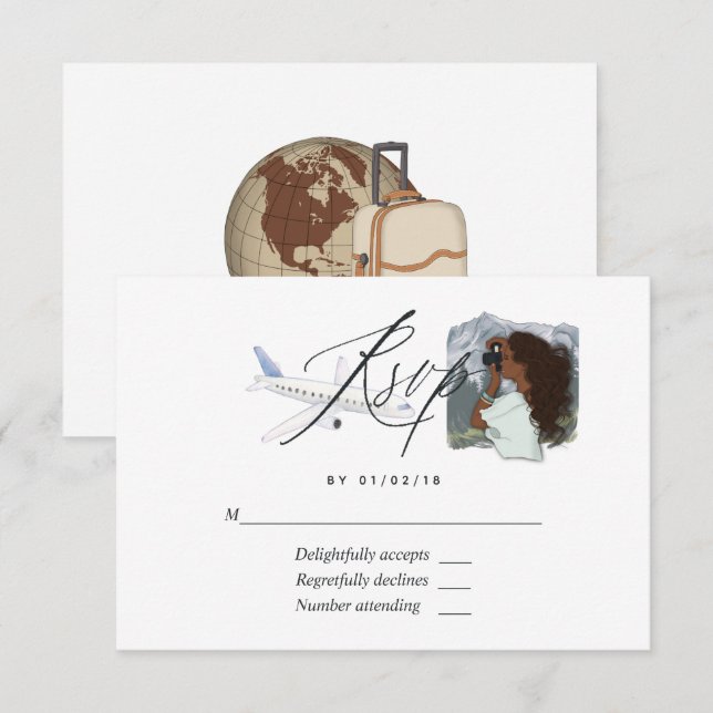 Miss To Mrs Travel Bridal Shower RSVP Card (Front/Back)