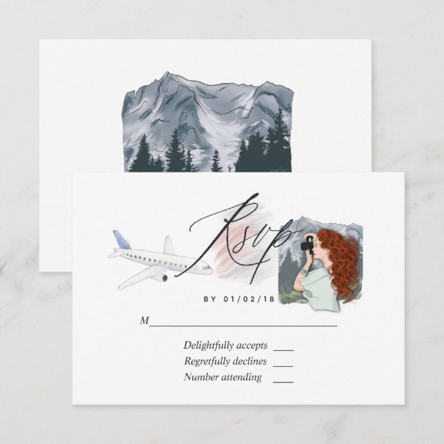 Miss To Mrs Travel Bridal Shower RSVP Card (Front/Back)