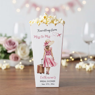 Miss To Mrs Travel Pink Bow Dress Bridal Shower Favor Box