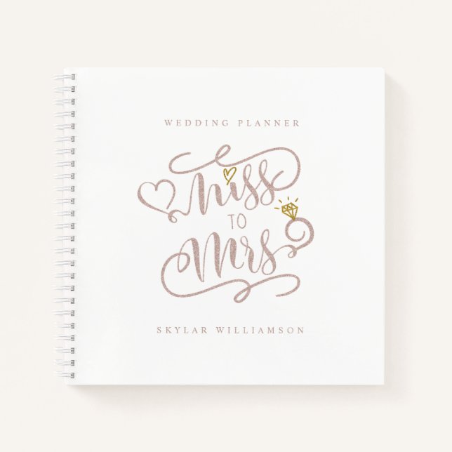 Miss to Mrs Watercolor Floral Wedding Planner Notebook (Front)