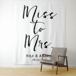 Miss to Mrs Wedding Bridal Shower Backdrop White Tapestry