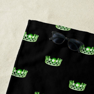 Miss USA Apple Green Crown Beach Towel