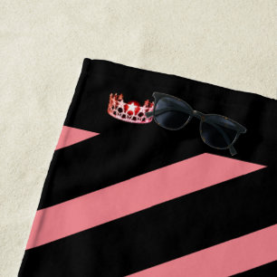 Miss USA Coral Stripe Crown Beach Towel