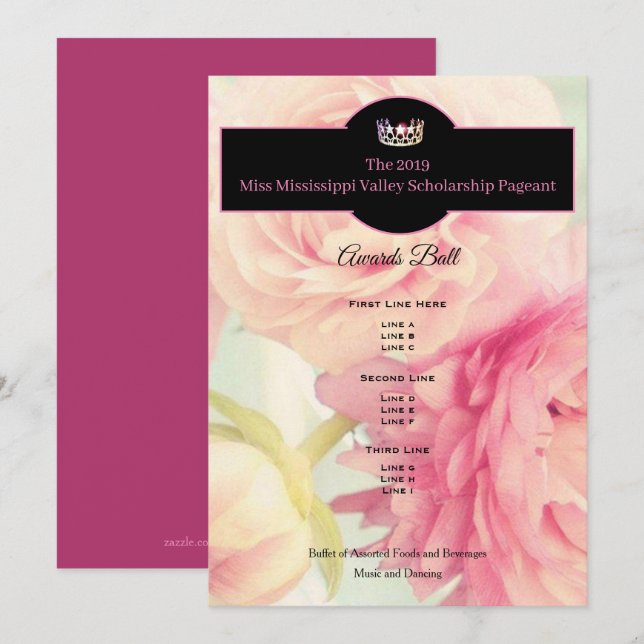 Miss USA Crown Peonies Awards Ball Program (Front/Back)