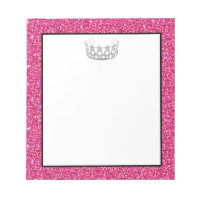 Miss USA Crown Pink Glitter Notepad