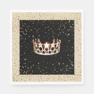 Miss USA Gold Crown Gold Stars Paper Napkin