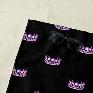 Miss USA Orchid Pink Star Crown Beach Towel