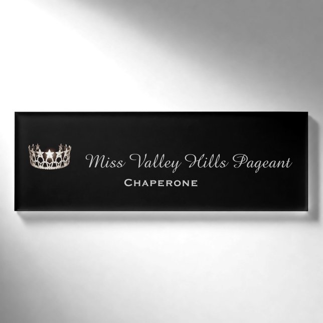 Miss USA Silver Crown Rectangle Name Tag (Front)
