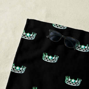 Miss USA Silver Teal Crown Beach Towel