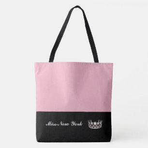 Miss USA State Silver Crown Tote Bag-Large Pink