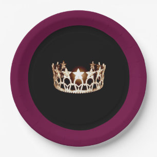 Miss USA style Gold Crown 9" Paper Plates