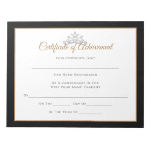 Miss USA style Pageant Certificates-Achievmnt Notepad
