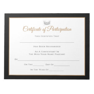 Miss USA style Pageant Certificates-Particiption Notepad