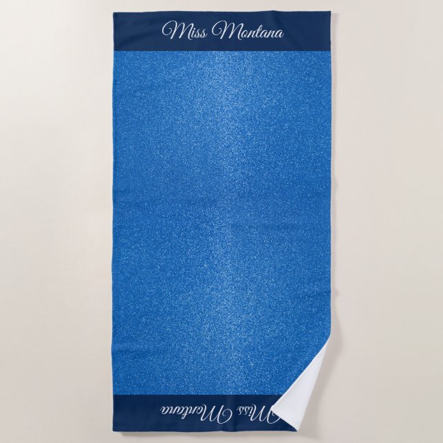Miss USA style Pageant Glitter Glam Beach Towel (Front)