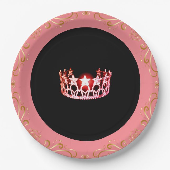 Miss USA style Pink-Coral 9" Paper Plates (Front)