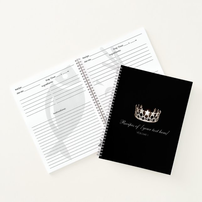 Miss USA style Silver Crown Custom Recipe Notebook (Inside)