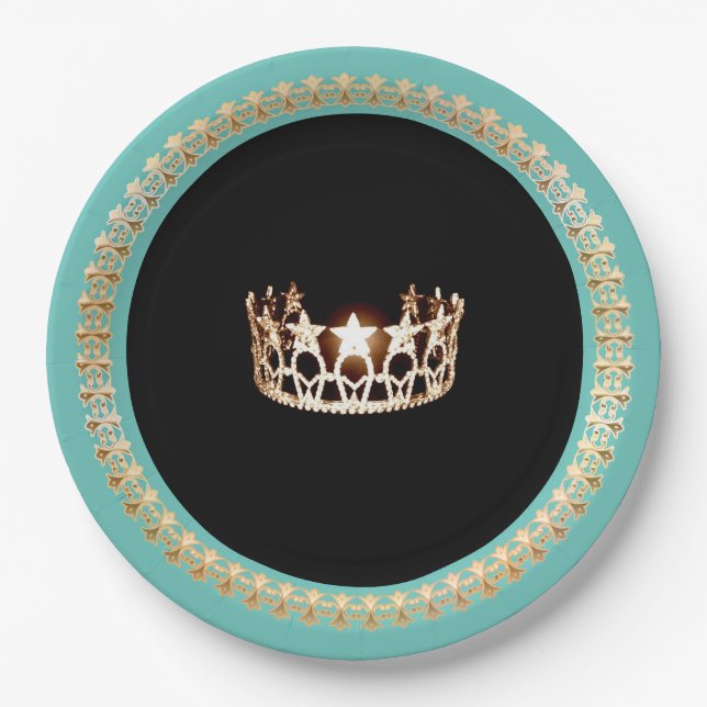 Miss USA Turquoise 9" Paper Plates (Front)