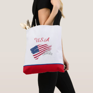 Miss USA US Pageant Silver Crown Tote Bag-Flag