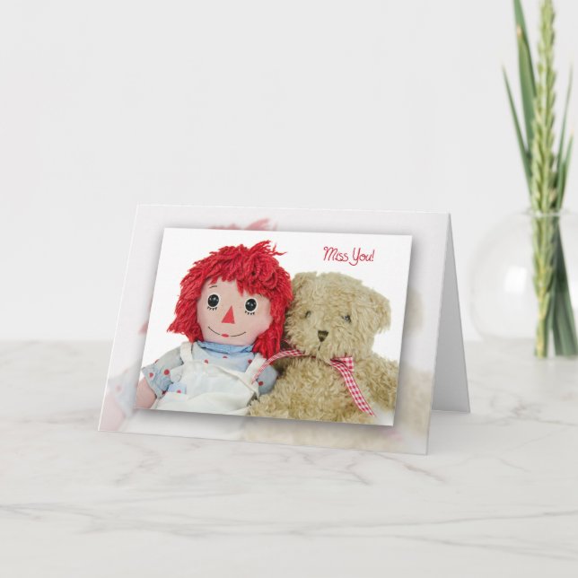 Miss You bear and doll Card (Front)