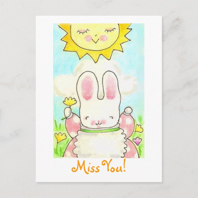 Miss You! bunny post card (Front)