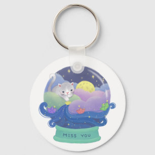 Miss You: Cat & Paper Boats Keychain