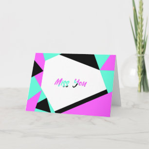 Miss You Colour Block Card Black Teal Pink