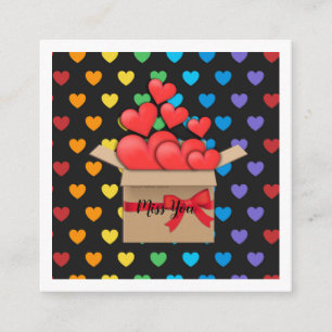 Miss You, colourful heart design Enclosure Card