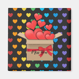 Miss You, colourful heart design Magnet