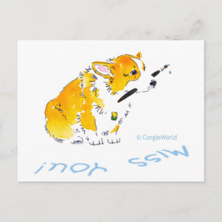 Miss You Corgi Postcard