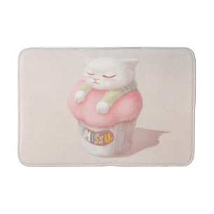 Miss You Cupcake Illustration Bath Mat