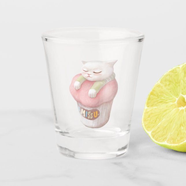 Miss You Cupcake Illustration Shot Glass (Front)