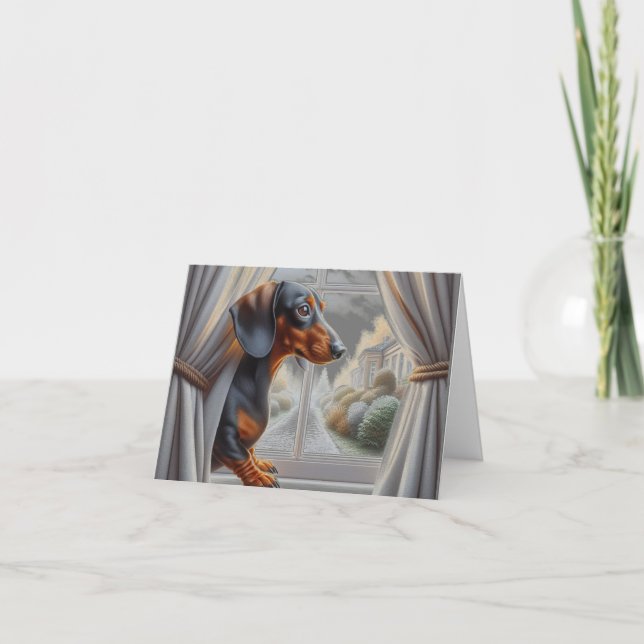 Miss You Dachshund  Card (Front)