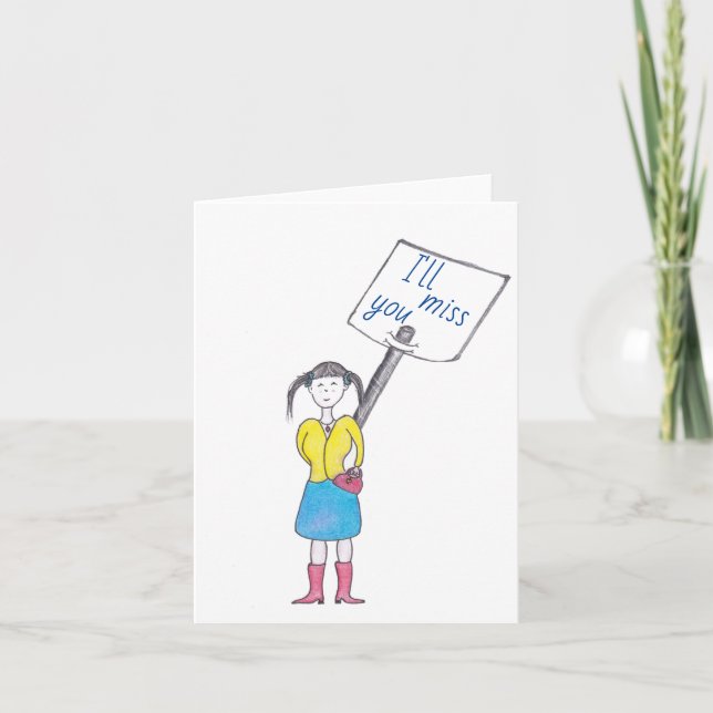 Miss You, Farewell, Teen  Uni Wishes Greeting Card (Front)