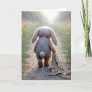 Miss You Floppy-eared Rabbit With a Blanket Card