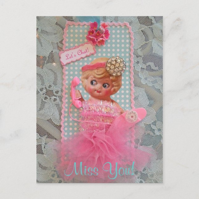 Miss You! Let's Chat! Postcard (Front)