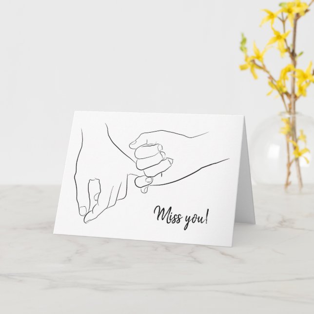 Miss You Line Drawing Your Words Customizable Card (Yellow Flower)