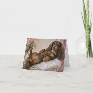 Miss You Long Hair Dachshund  Card