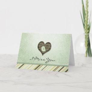 Miss You Mint Green Bird Heart Card