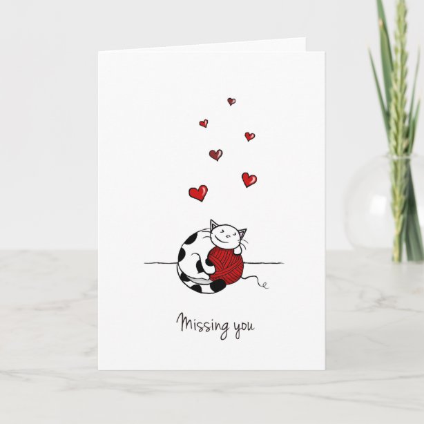 Cute Cat Miss You Cards Greeting Cards And More Zazzle Ca