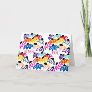 MISS YOU on Echinacea Note Card <Blank Inside>