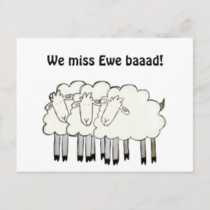 Miss you (play on words) postcard