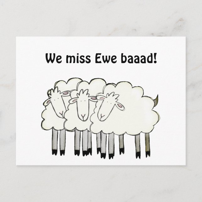 Miss you (play on words) postcard (Front)