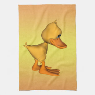 Miss you Sad little Yellow cartoon Duck Kitchen Towel