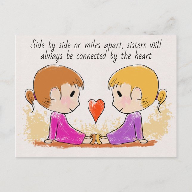 Miss You Sister Cute Postcard (Front)