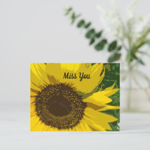 Miss You with Beautiful and Unique Sunflower Postcard