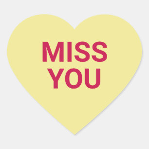 Miss you yellow cute Valentine's Day conversation Heart Sticker