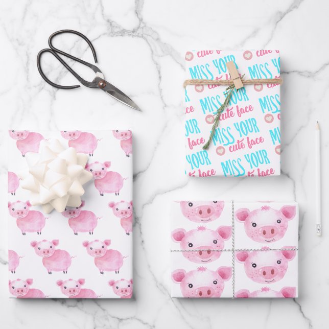 Miss Your Cute Face Wrapping Paper Sheets (Front)
