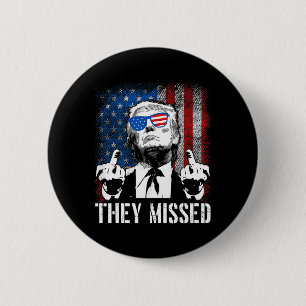 Missed Donald Trump Shot Trump 2024 Us American Fl 2 Inch Round Button