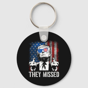 Missed Donald Trump Shot Trump 2024 Us American Fl Keychain