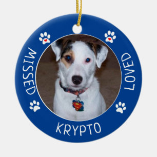 Missed Loved Custom Dog Memorial Ceramic Ornament